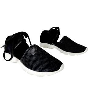 J Jill Marina Sneakers sz 40 US‎ 9.5 Women Black White Cut Out Lace Up Preppy